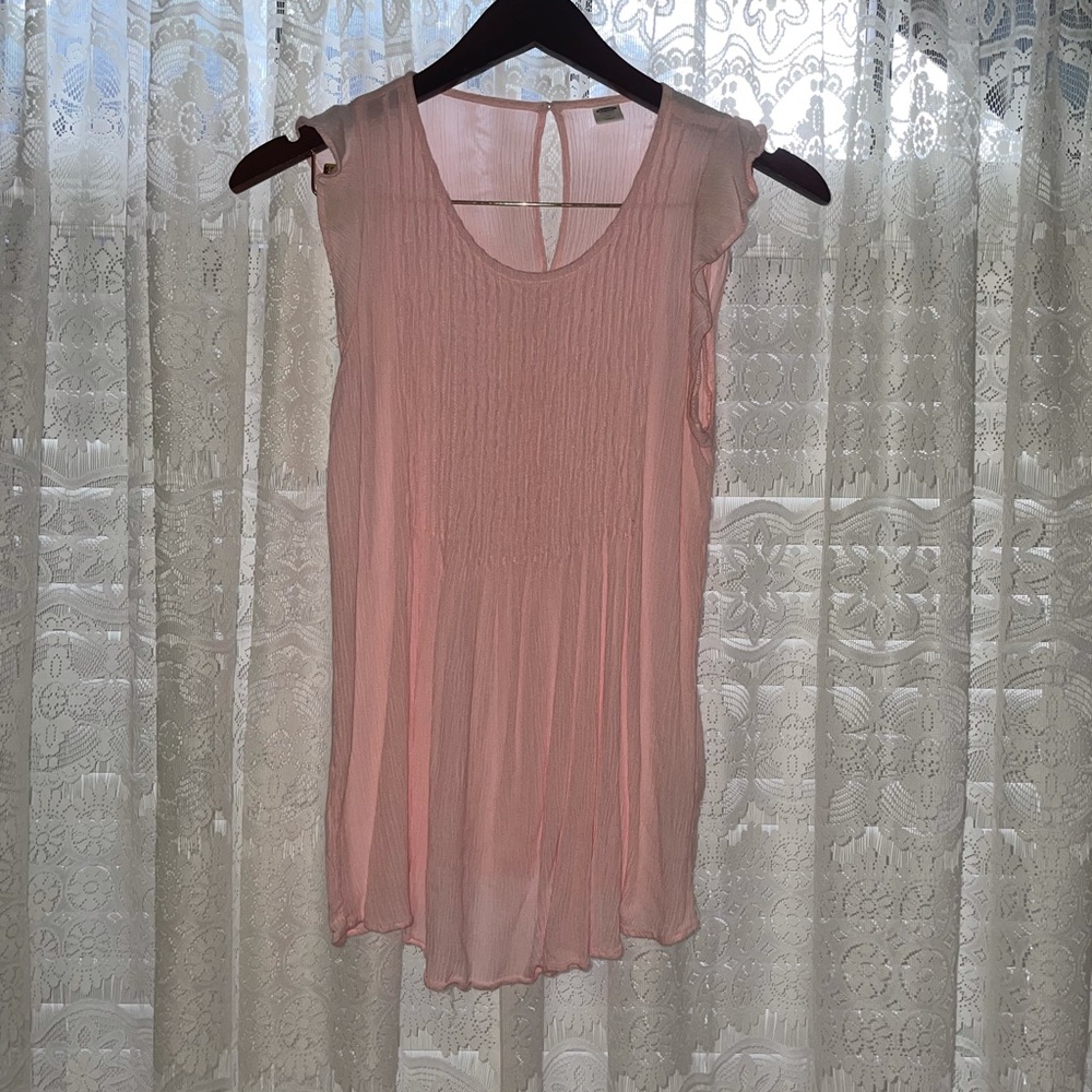 Old Navy Pink Blouse with Ruffled Sleeves